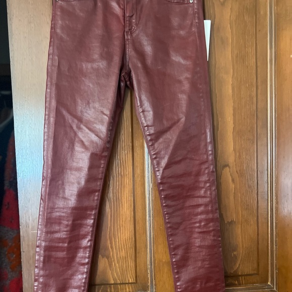 AG Farrah skinny ankle leatherette LT Dark sangria. NWT. - Picture 4 of 7